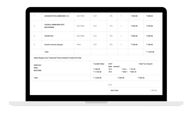 Invoice replicates itemized repair estimate