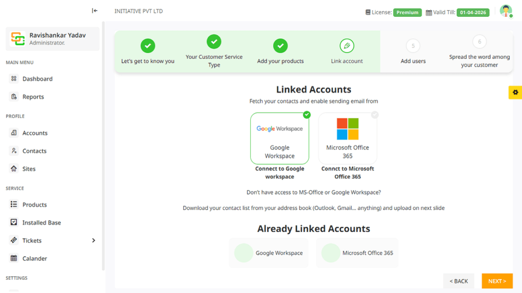 Simply C2 Set-up link with microsoft or google