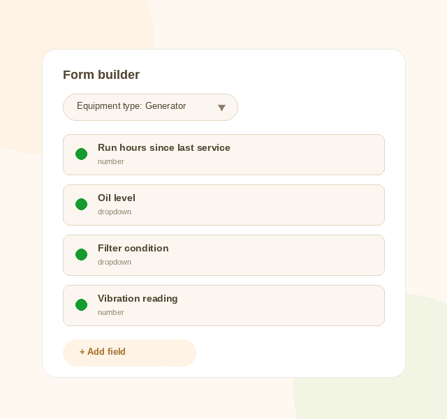 Custom forms for scheduled maintenance tickets by equipment type