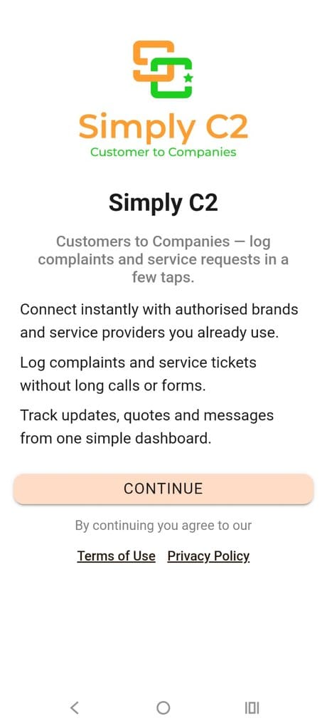Simply C2 customer complaints app